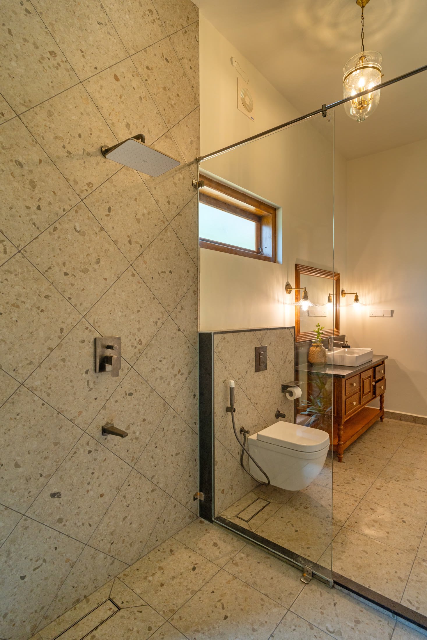 Walk-in shower in a spacious en-suite bathroom